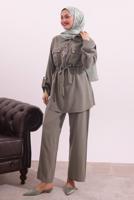 Tesettür giyim VİZON FULARLI MODAL TAKIM T 3027