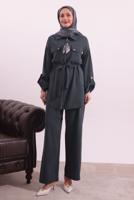 Tesettür giyim GRİ FULARLI MODAL TAKIM T 3027