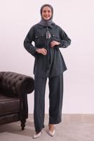 Tesettür giyim GRİ FULARLI MODAL TAKIM T 3027