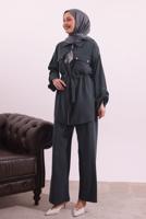 Tesettür giyim GRİ FULARLI MODAL TAKIM T 3027