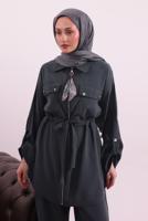 Tesettür giyim GRİ FULARLI MODAL TAKIM T 3027