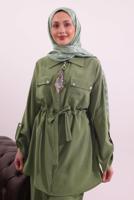 Tesettür giyim YEŞİL FULARLI MODAL TAKIM T 3027