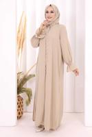 Tesettür giyim VİZON ŞALLI PANTOLONLU TAKIM T 3208
