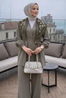 Vêtements hijab GRIS ENSEMBLE PANTALON DÉTAILLÉ FOULARD T 3522