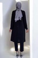 Hijab clothing BLACK BELTED GEM DETAILED PANTSUIT T 3868