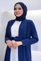 Vêtements hijab BLEU MARINE ENSEMBLE PANTALON DÉTAILLÉ GEMME T 3868