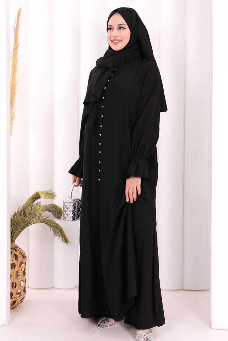 Hijab clothing BLACK SHAWL DETAILED PANTSUIT T 4108