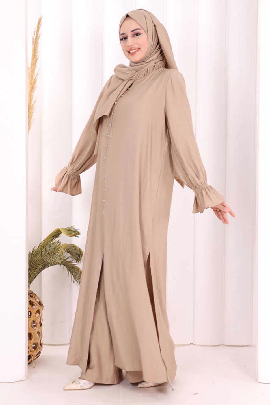 Hijab clothing MINK SHAWL DETAILED PANTSUIT T 4108