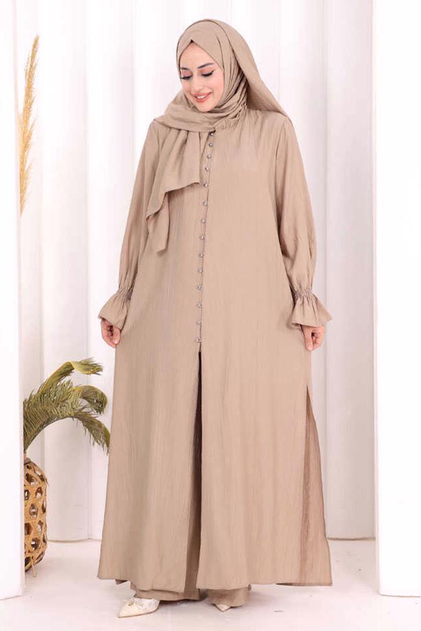 Hijab clothing MINK SHAWL DETAILED PANTSUIT T 4108 - TRENDTESETTÜR