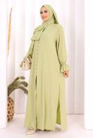 Hijab clothing GREEN SHAWL DETAILED PANTSUIT T 4108