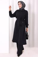 Hijab clothing BLACK BELTED PANTSUIT T 4707