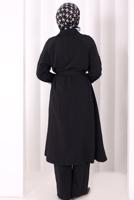 Hijab clothing BLACK BELTED PANTSUIT T 4707