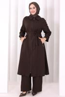 Hijab clothing BROWN BELTED PANTSUIT T 4707