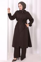 Hijab clothing BROWN BELTED PANTSUIT T 4707