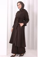 Hijab clothing BROWN BELTED PANTSUIT T 4707
