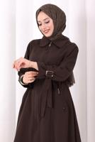 Hijab clothing BROWN BELTED PANTSUIT T 4707