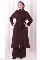 Hijab clothing PLUM BELTED PANTSUIT T 4707