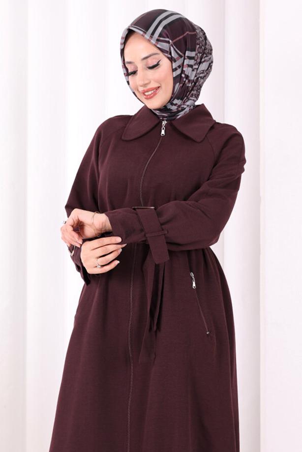 Hijab clothing PLUM BELTED PANTSUIT T 4707 - TRENDTESETTÜR