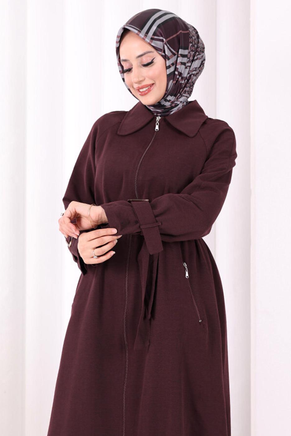 Hijab clothing PLUM BELTED PANTSUIT T 4707