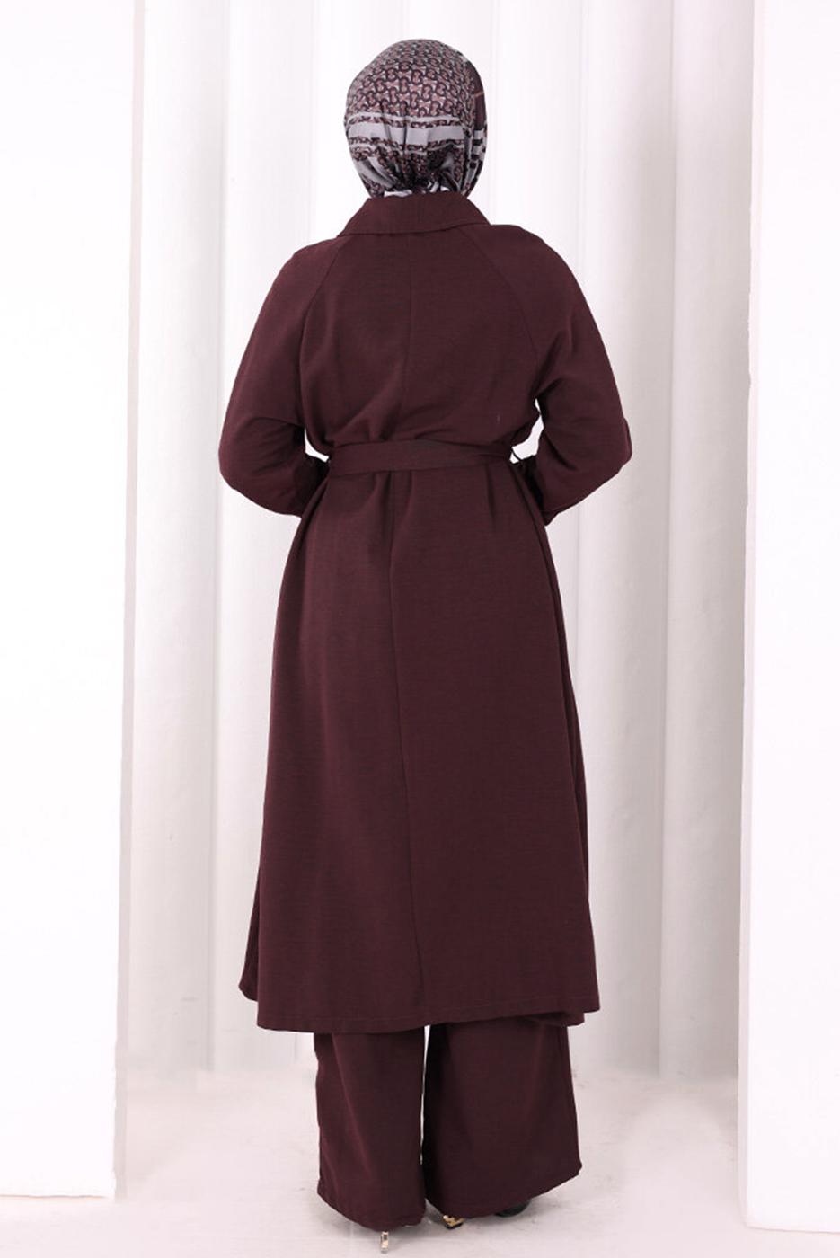 Hijab clothing PLUM BELTED PANTSUIT T 4707