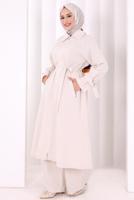 Hijab clothing BEIGE BELTED PANTSUIT T 4707