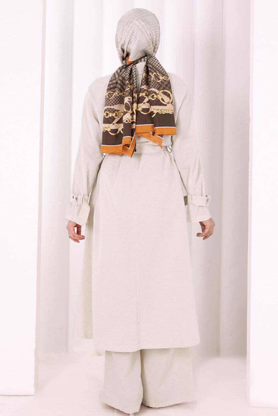 Hijab clothing BEIGE BELTED PANTSUIT T 4707