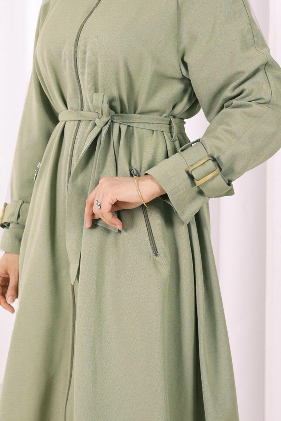 Hijab clothing GREEN BELTED PANTSUIT T 4707