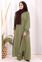 Hijab clothing KHAKI LINEN PANTSUIT T 5108