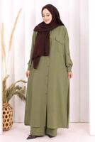 Hijab clothing KHAKI LINEN PANTSUIT T 5108