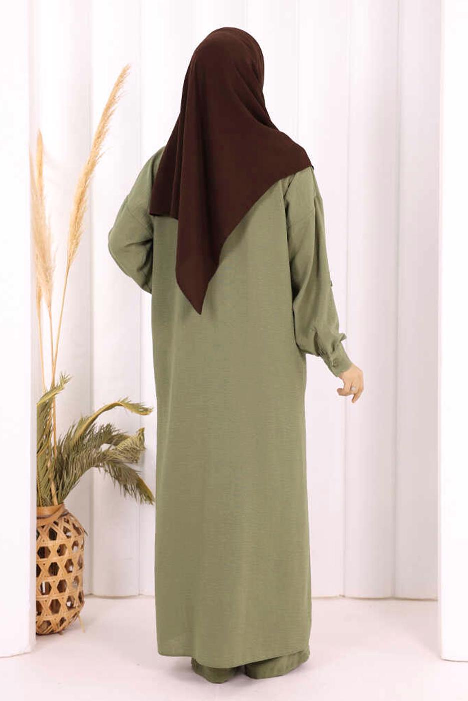 Hijab clothing KHAKI LINEN PANTSUIT T 5108