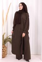 Hijab clothing BROWN LINEN PANTSUIT T 5108