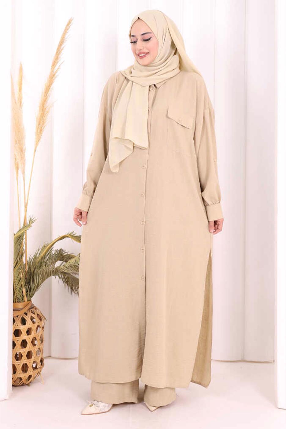 Hijab clothing MINK LINEN PANTSUIT T 5108