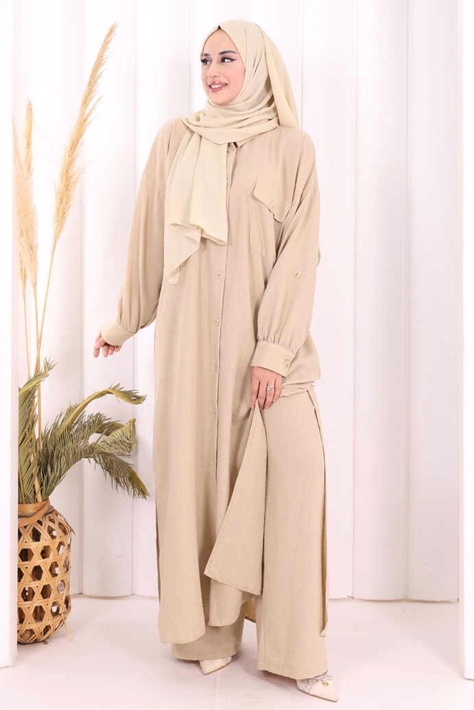 Hijab clothing MINK LINEN PANTSUIT T 5108