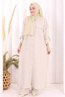Hijab clothing BEIGE LINEN PANTSUIT T 5108