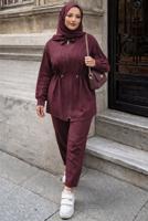Vêtements hijab ROUGE BORDEAUX ENSEMBLE PANTALON TAILLE SMOCKÉE T 5522