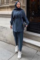Vêtements hijab BLEU MARINE ENSEMBLE PANTALON TAILLE SMOCKÉE T 5522