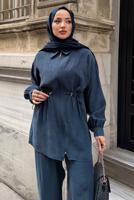 Vêtements hijab BLEU MARINE ENSEMBLE PANTALON TAILLE SMOCKÉE T 5522
