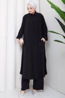 Hijab clothing BLACK COTTON SHIRT COLLAR PANTSUIT T 5601