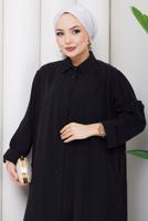 Hijab clothing BLACK COTTON SHIRT COLLAR PANTSUIT T 5601