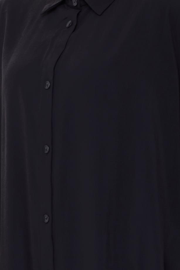 Hijab clothing BLACK COTTON SHIRT COLLAR PANTSUIT T 5601 - TRENDTESETTÜR