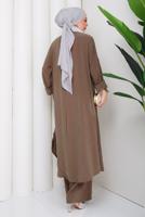 Hijab clothing BROWN COTTON SHIRT COLLAR PANTSUIT T 5601