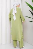 Hijab clothing GREEN COTTON SHIRT COLLAR PANTSUIT T 5601