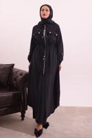 Tesettür giyim SİYAH FULAR DETAYLI MODAL TAKIM T 5817