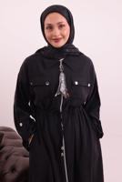 Tesettür giyim SİYAH FULAR DETAYLI MODAL TAKIM T 5817