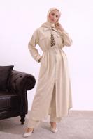 Tesettür giyim BEJ FULAR DETAYLI MODAL TAKIM T 5817