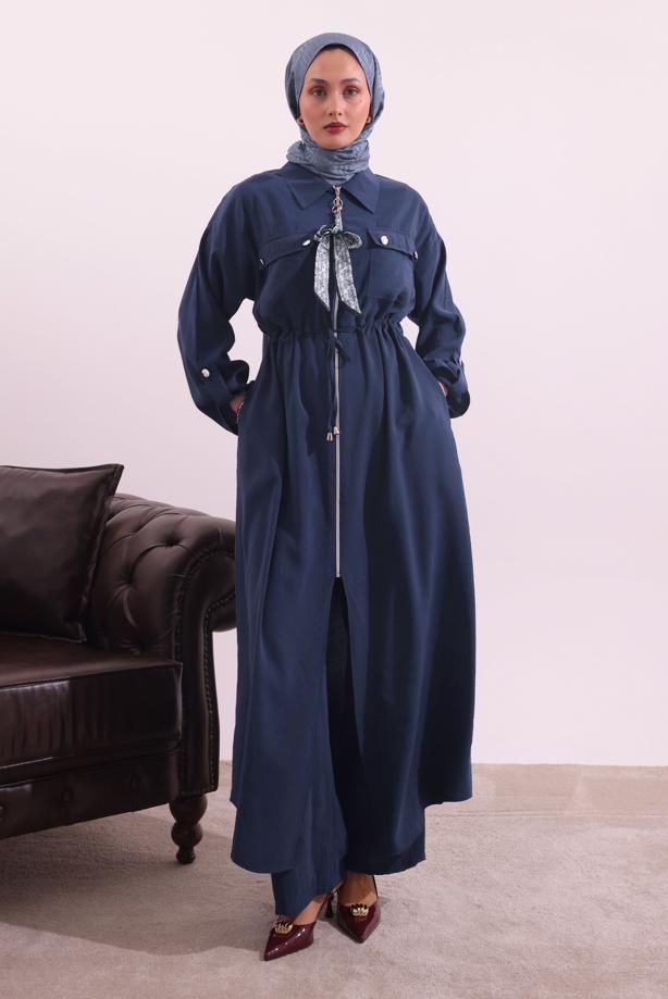 Tesettür giyim LACİVERT FULAR DETAYLI MODAL TAKIM T 5817 - TRENDTESETTÜR
