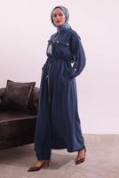 Tesettür giyim LACİVERT FULAR DETAYLI MODAL TAKIM T 5817