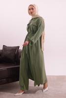 Tesettür giyim YEŞİL FULAR DETAYLI MODAL TAKIM T 5817