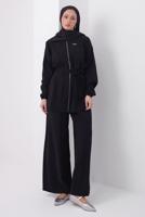 Tesettür giyim SİYAH KUŞAKLI MODAL TAKIM T 6917