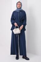 Tesettür giyim LACİVERT KUŞAKLI MODAL TAKIM T 6917